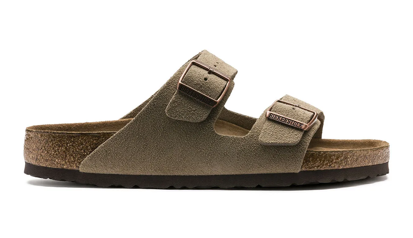 Birkenstock Arizona Soft Footbed Suede Leather Taupe Narrow Fit