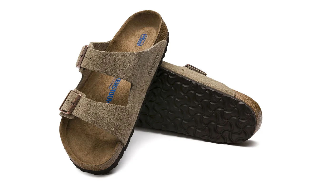 Birkenstock Arizona Soft Footbed Suede Leather Taupe Narrow Fit