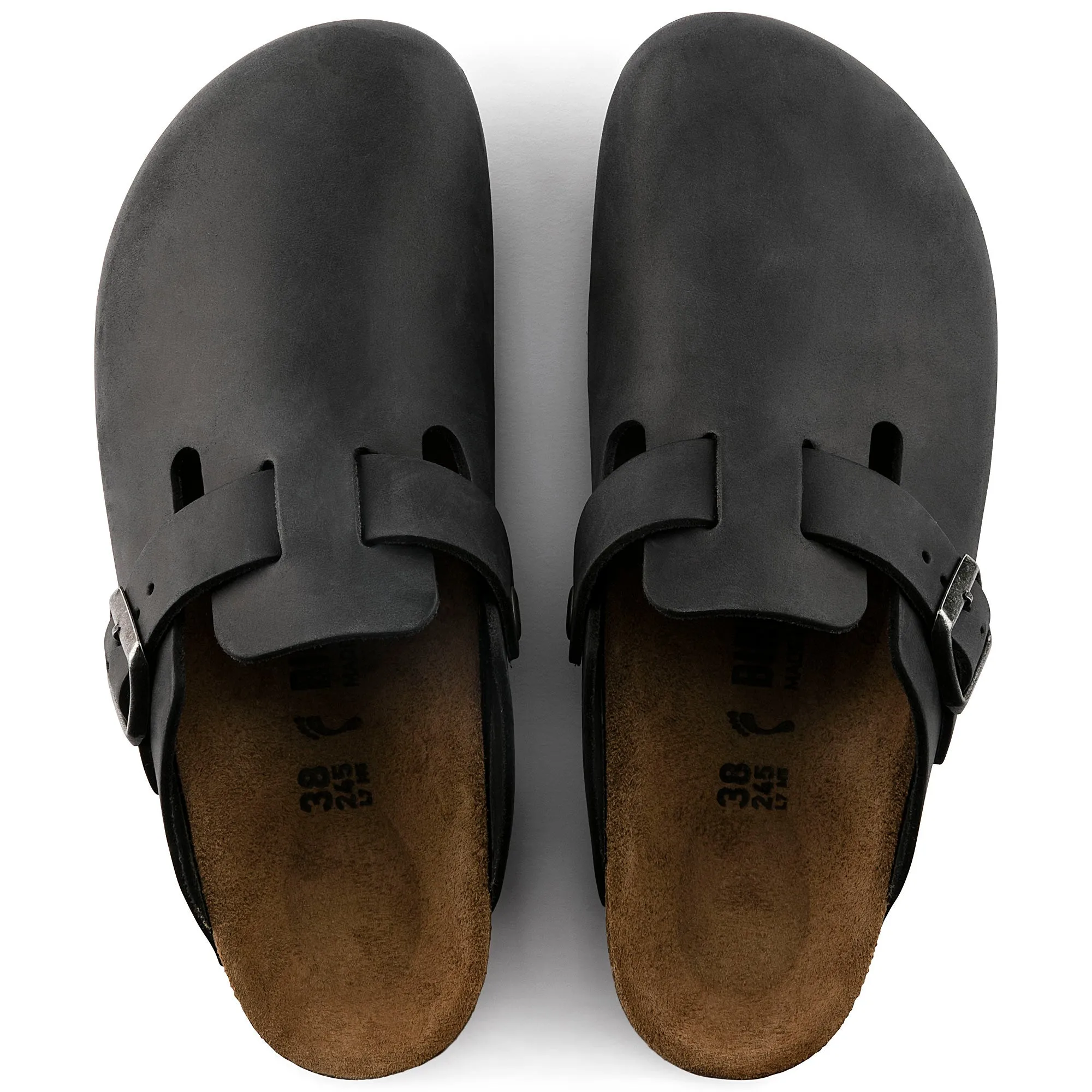 Birkenstock Boston Oiled Leather Color: Black (REGULAR/WIDE WIDTH)