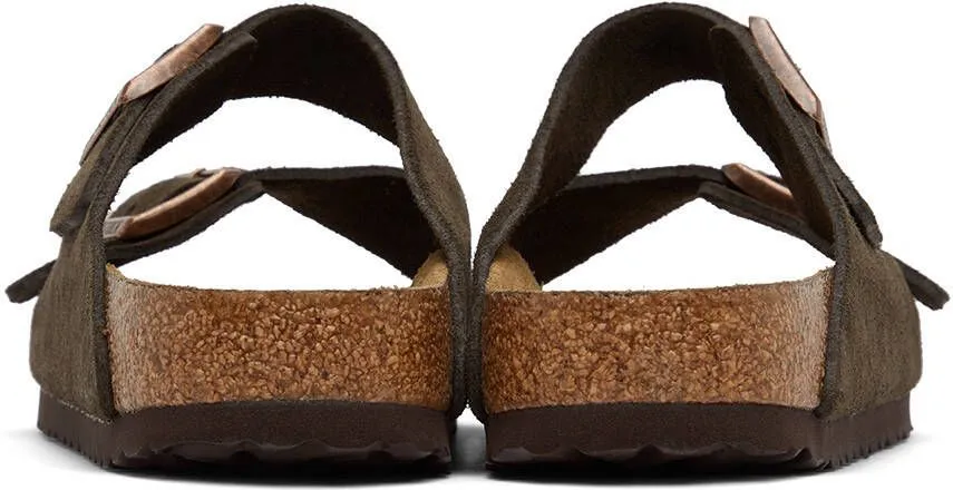 Birkenstock Brown Narrow Suede Soft Footbed Arizona Sandals