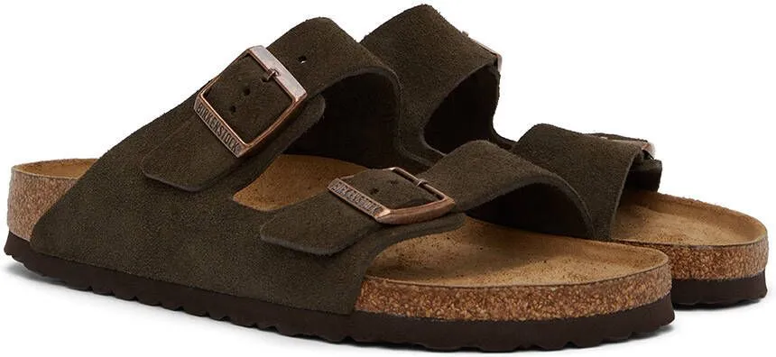 Birkenstock Brown Narrow Suede Soft Footbed Arizona Sandals