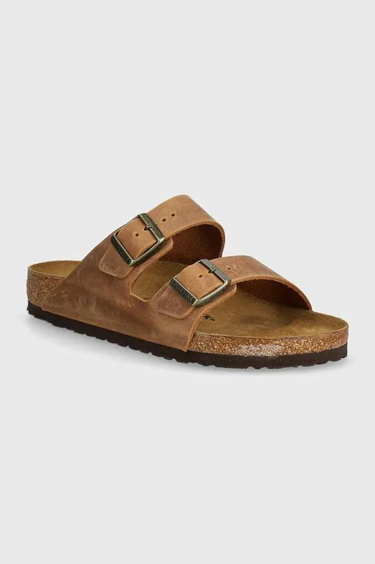 Birkenstock leather sliders Arizona men's brown color 1028272