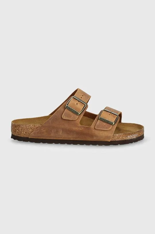 Birkenstock leather sliders Arizona men's brown color 1028272