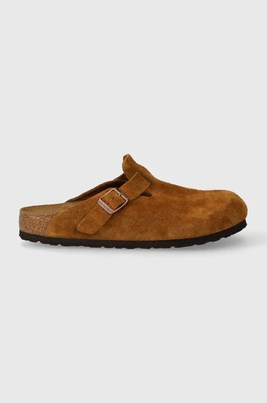 Birkenstock suede sliders Boston men's brown color 1027110