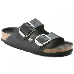 BIRKENSTOCK  Womens Arizona Oiled Leather Black Double Strap Mules 1011074