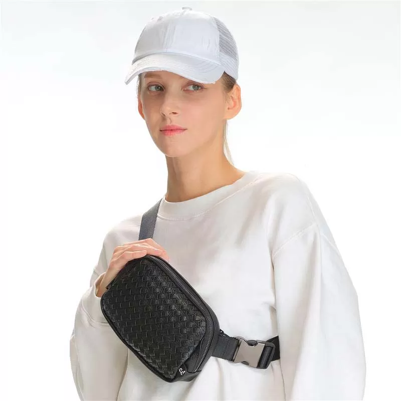 Black Basketweave Belt Bag