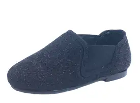 BluBlonc for Boy's and Girl's Black Textile Sparkle Elastic Side Slip On