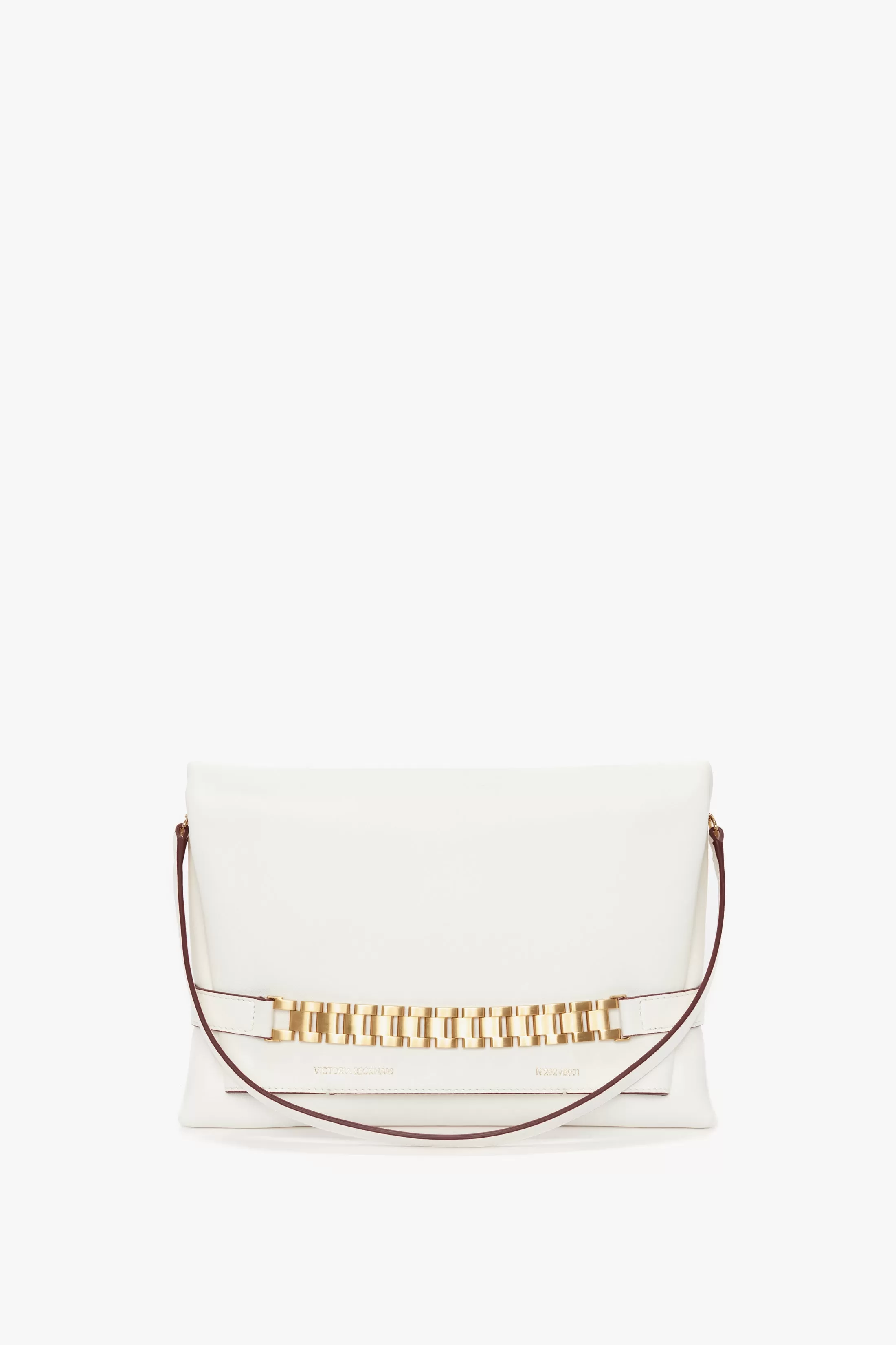 Chain Pouch with Strap In White Leather