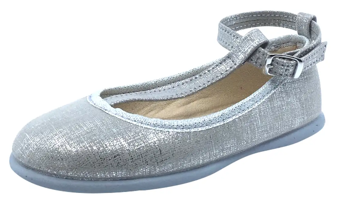 ChildrenChic Girl's T-Bar Ballerina, Silver