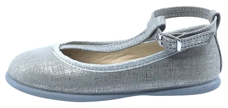 ChildrenChic Girl's T-Bar Ballerina, Silver