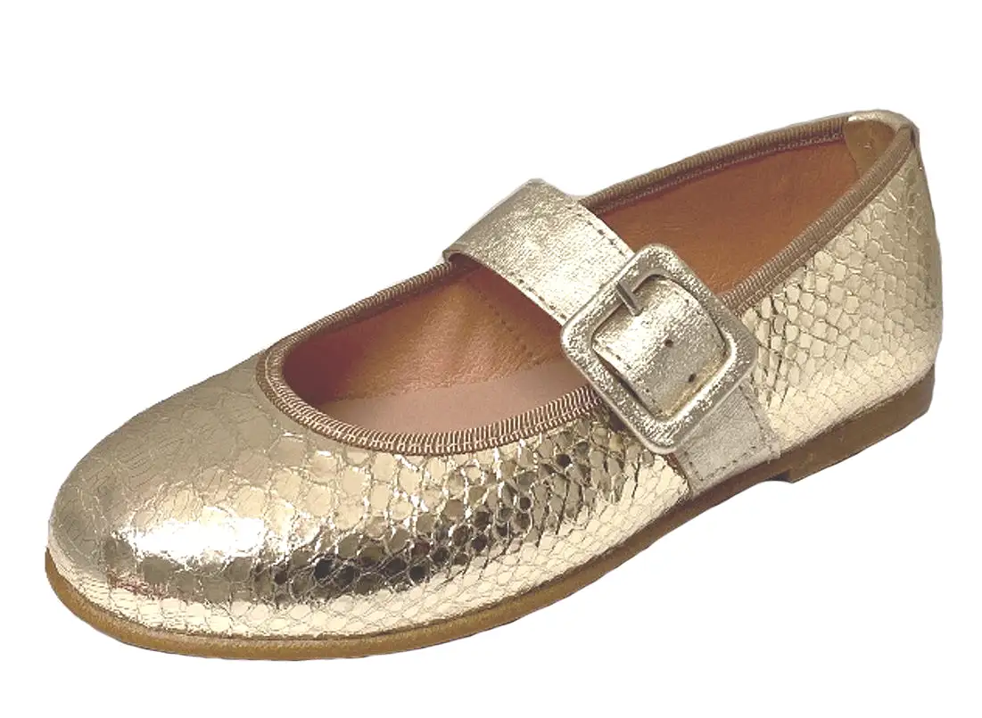 Clarys Girl's Platino Buckle Mary Jane Shoes, Gold