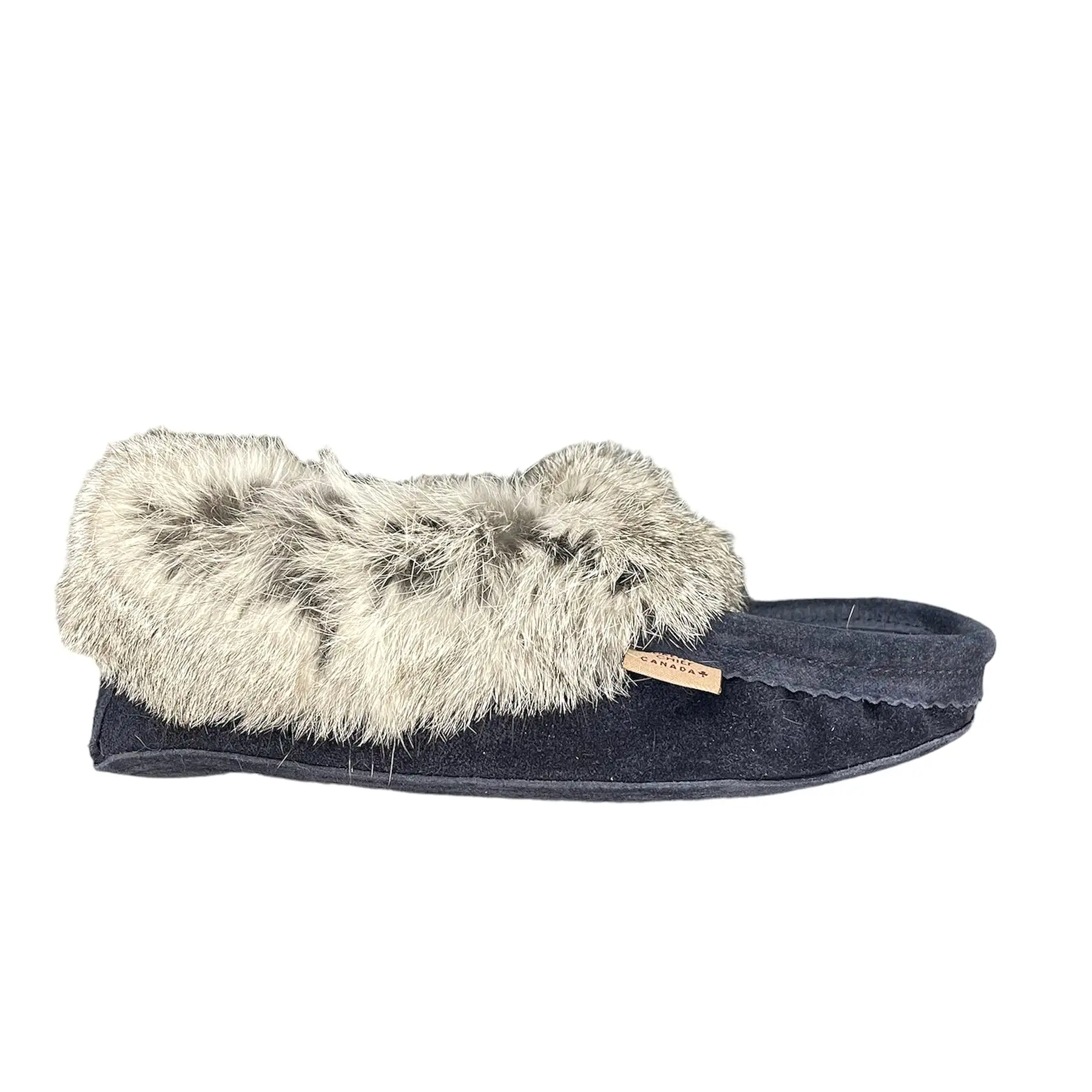 Fur Moccasin - Navy Blue