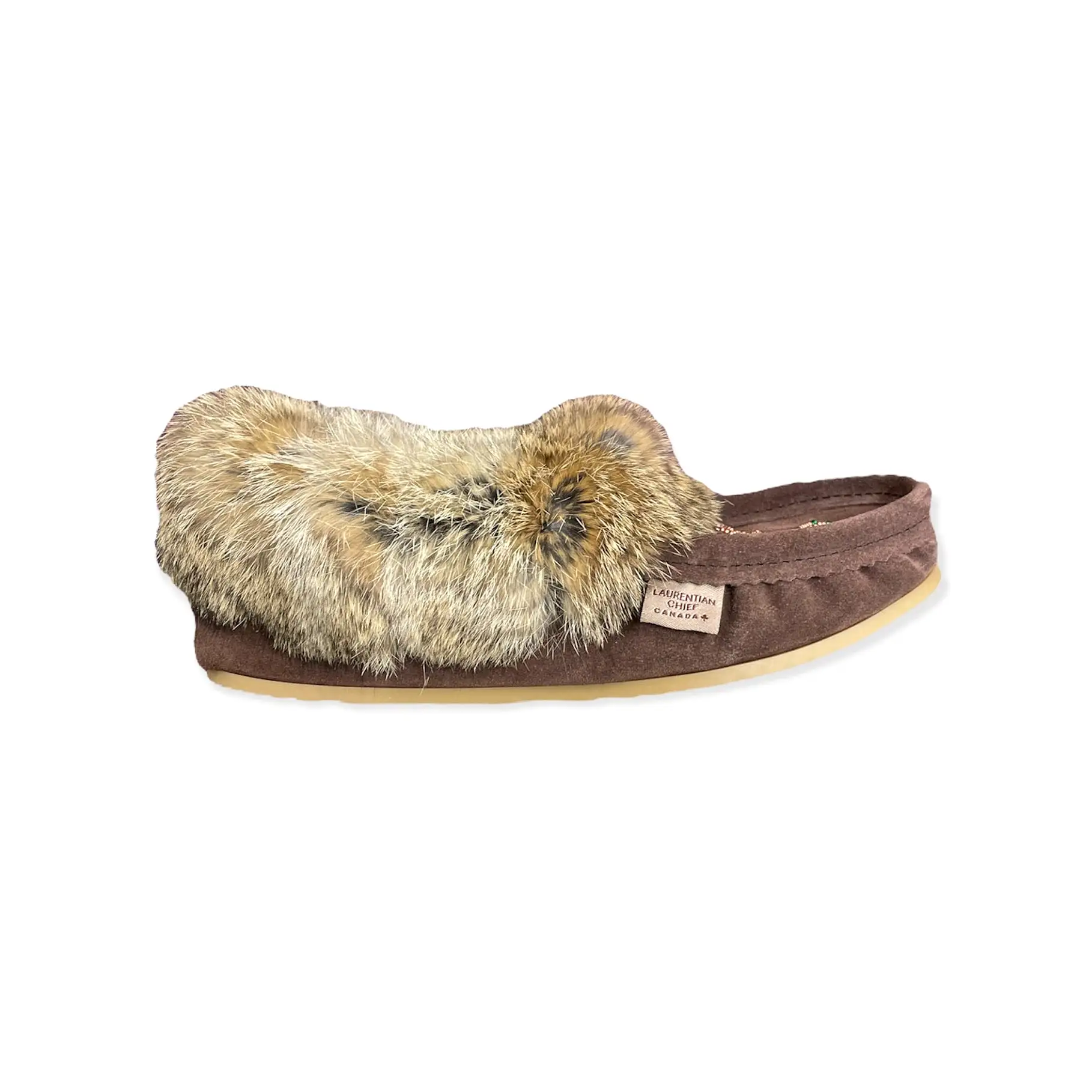 Fur Moccasin with Sole - Chocolate