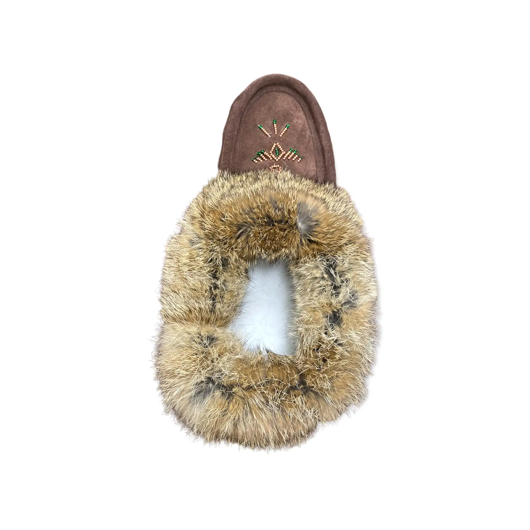 Fur Moccasin with Sole - Chocolate