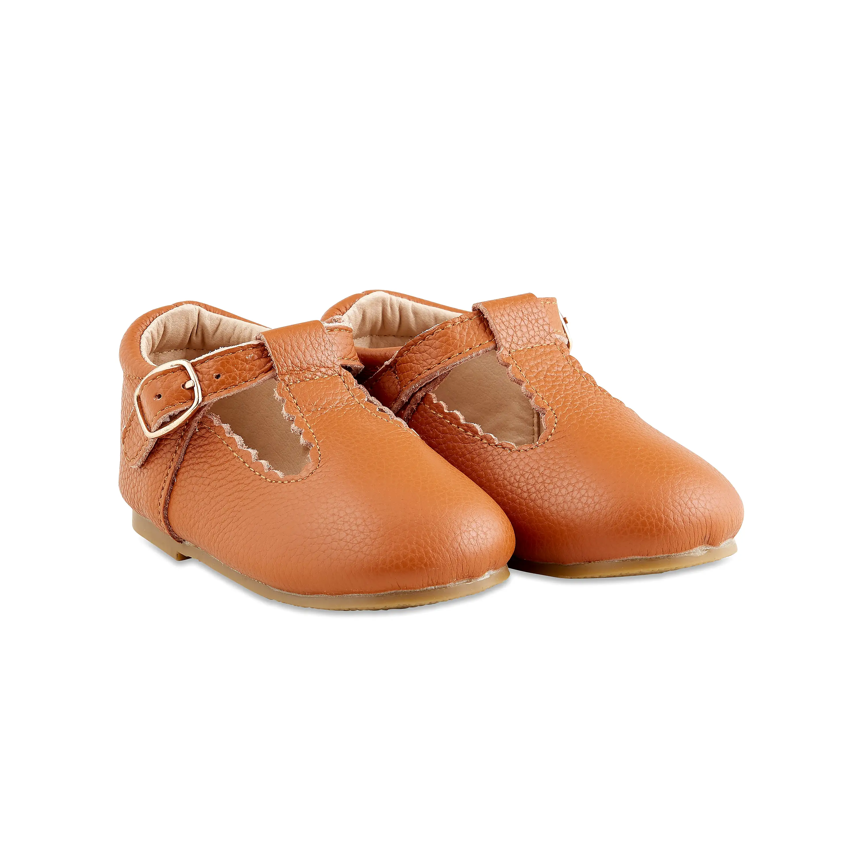 Hard-Sole Leather Mary Jane Moccasins - TAWNY