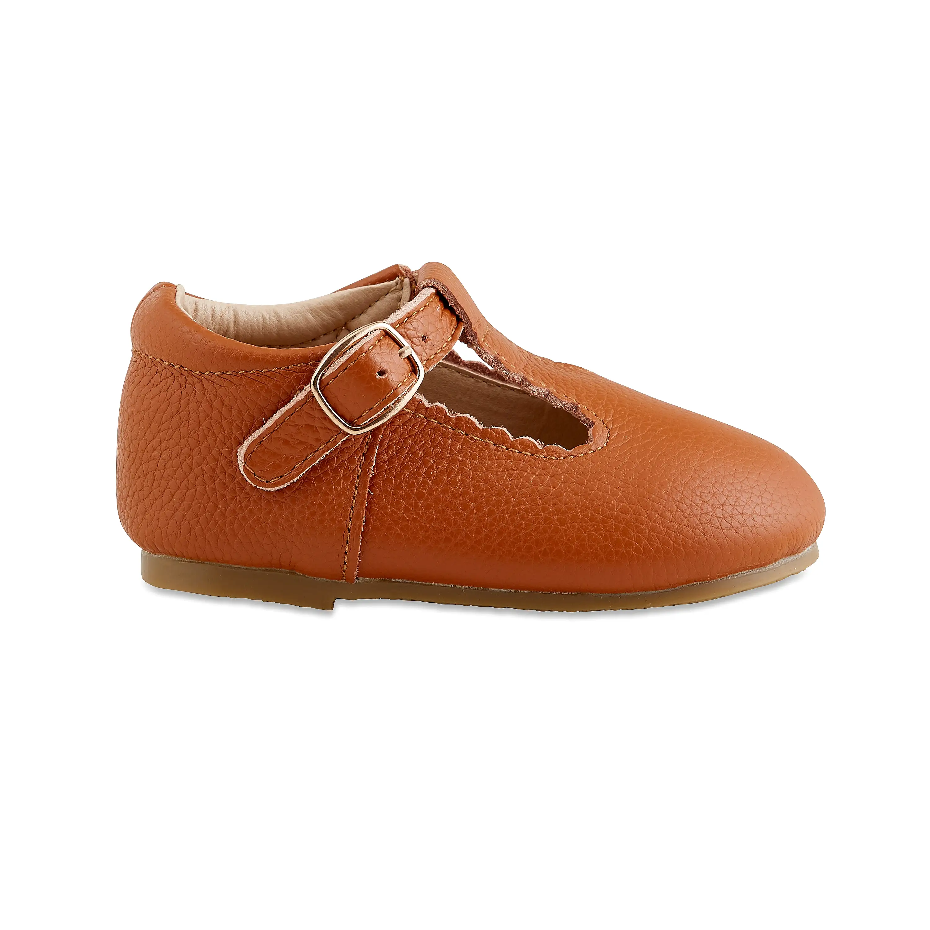 Hard-Sole Leather Mary Jane Moccasins - TAWNY