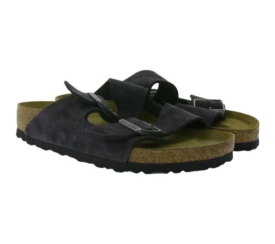 Mules de mujer BIRKENSTOCK Arizona BS fabricados en Alemania ancho normal 0552321 gris terciopelo