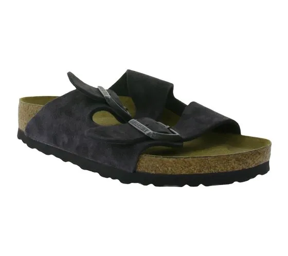 Mules de mujer BIRKENSTOCK Arizona BS fabricados en Alemania ancho normal 0552321 gris terciopelo