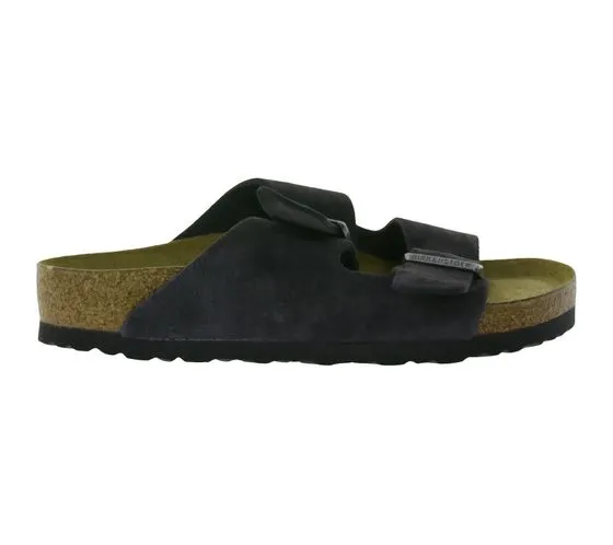 Mules de mujer BIRKENSTOCK Arizona BS fabricados en Alemania ancho normal 0552321 gris terciopelo