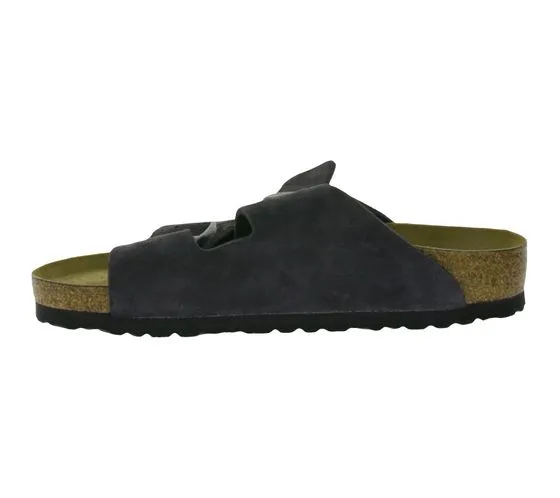 Mules de mujer BIRKENSTOCK Arizona BS fabricados en Alemania ancho normal 0552321 gris terciopelo