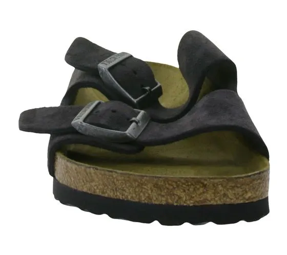 Mules de mujer BIRKENSTOCK Arizona BS fabricados en Alemania ancho normal 0552321 gris terciopelo