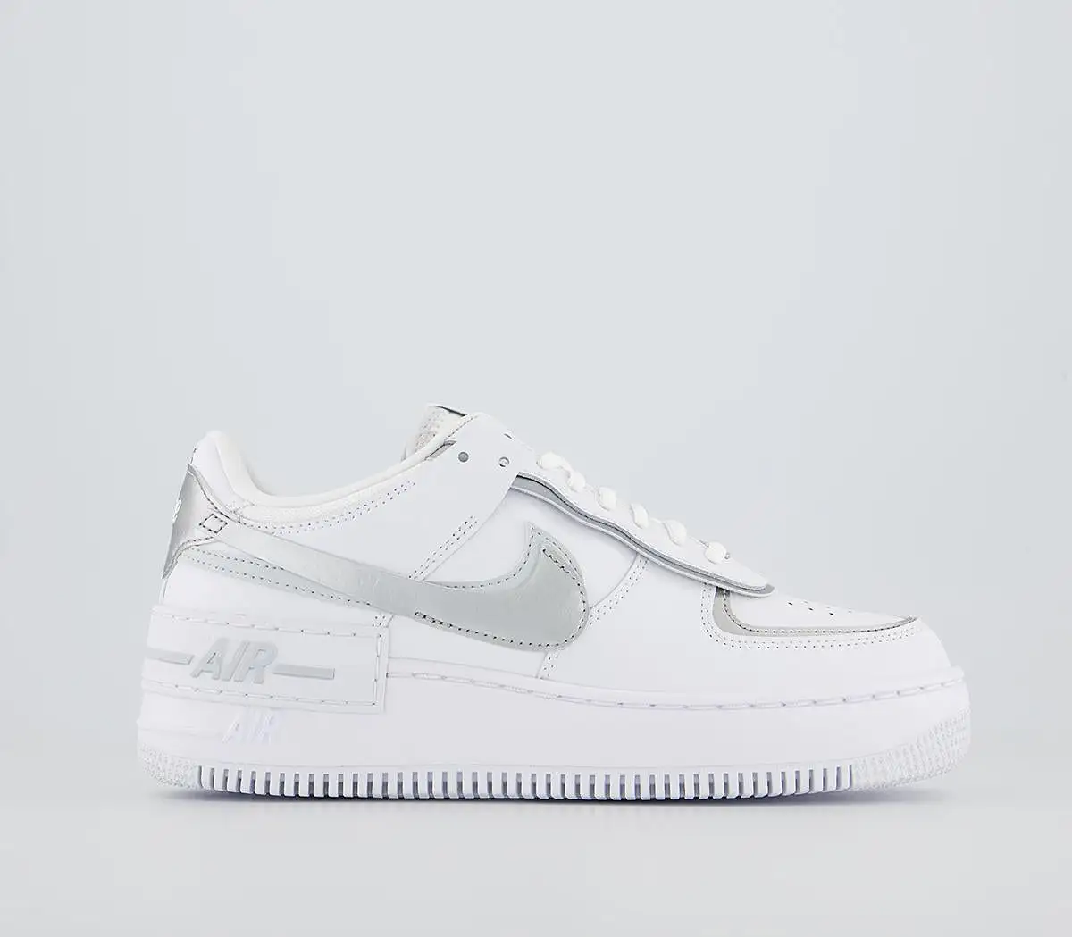 Nike Air Force 1 Shadow White Metallic Silver Pure Platinum Uk Size 6