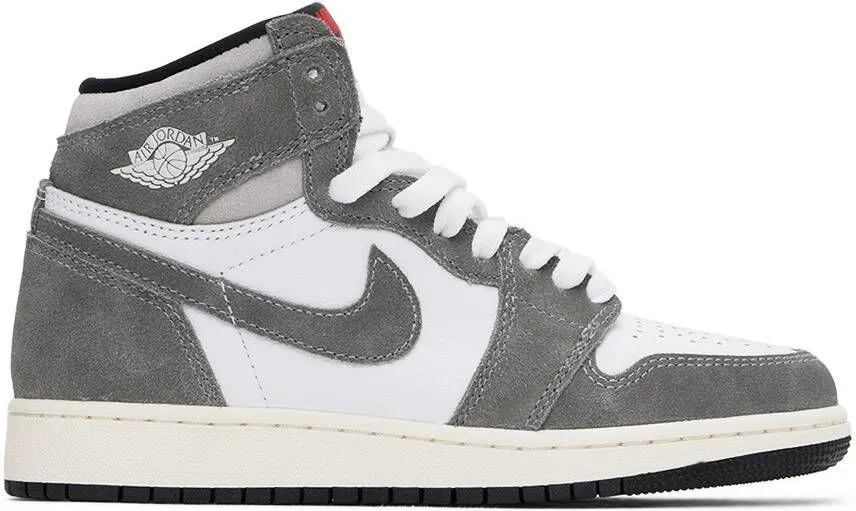 Nike Jordan Kids White & Gray Air Jordan 1 High OG Big Kids Sneakers