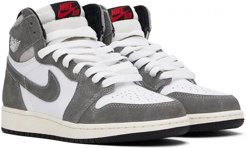 Nike Jordan Kids White & Gray Air Jordan 1 High OG Big Kids Sneakers