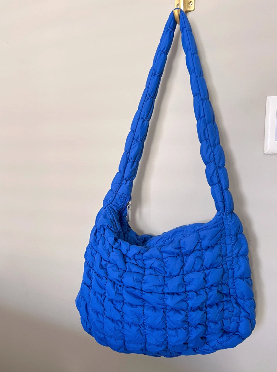 Quilted Shoulder Bag | Blue