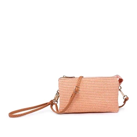 Riley Crossbody Wristlet in Coral Weave