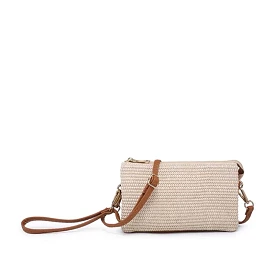 Riley Crossbody Wristlet in White Weave