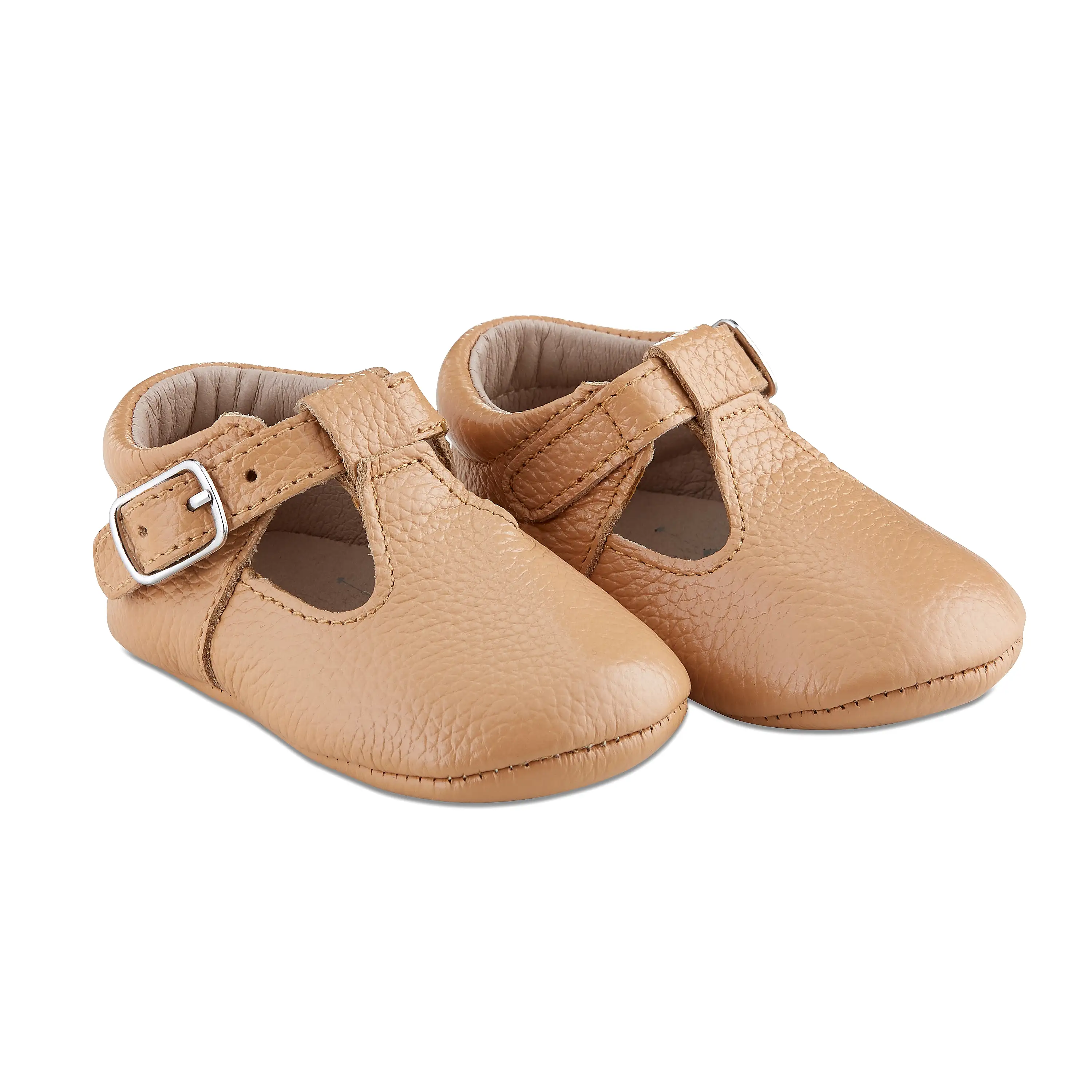 Soft-Sole Leather Mary Jane Moccasins - CARAMEL