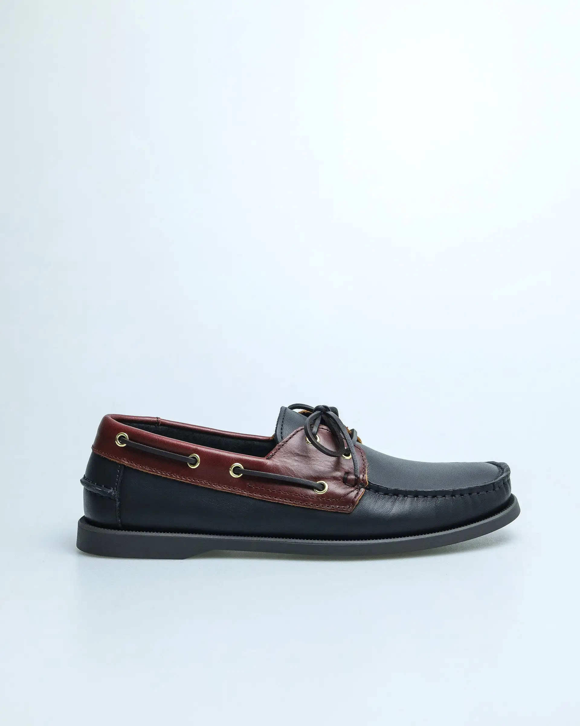 Tomaz C328A Men's Leather Boat Shoes (Black)