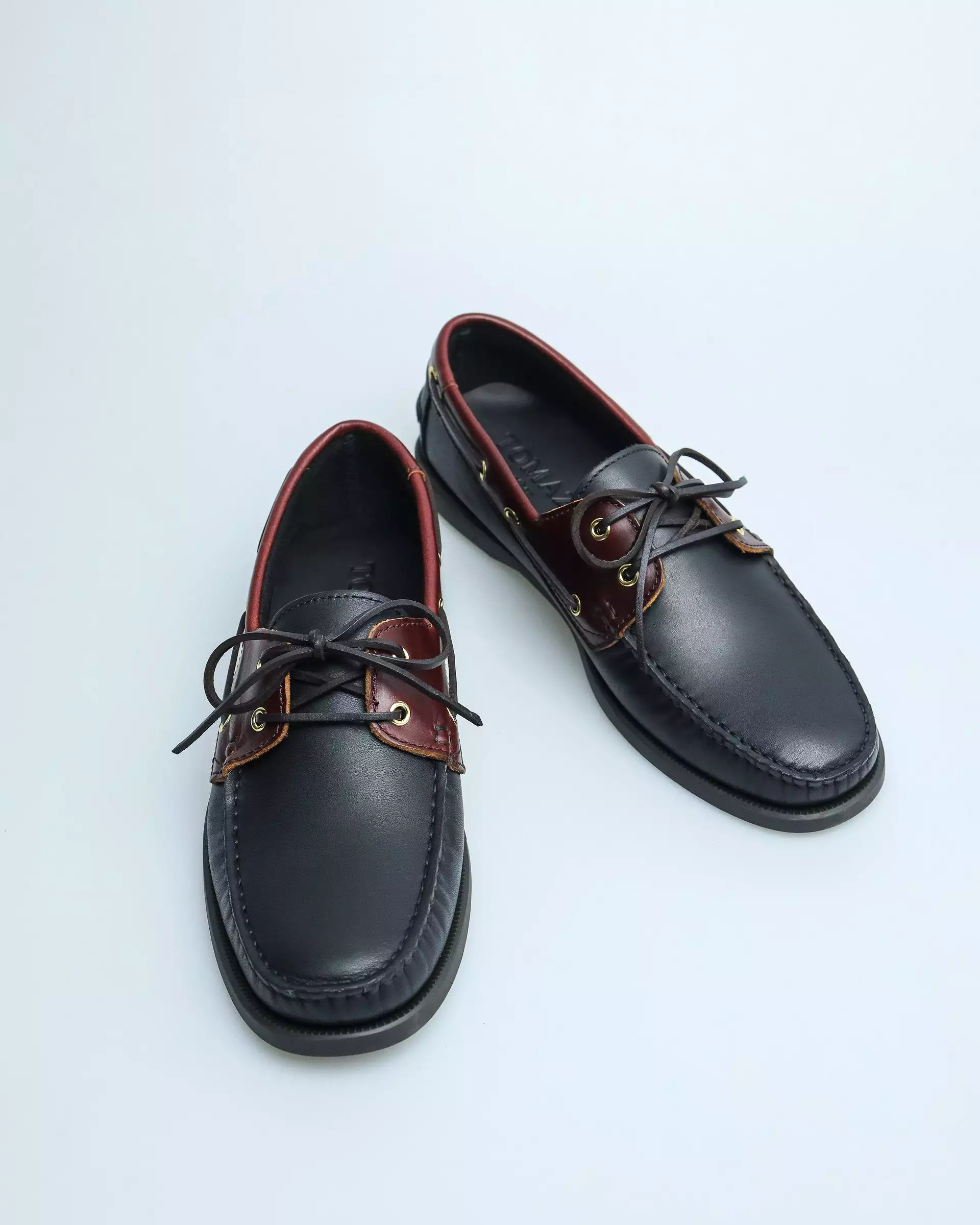 Tomaz C328A Men's Leather Boat Shoes (Black)