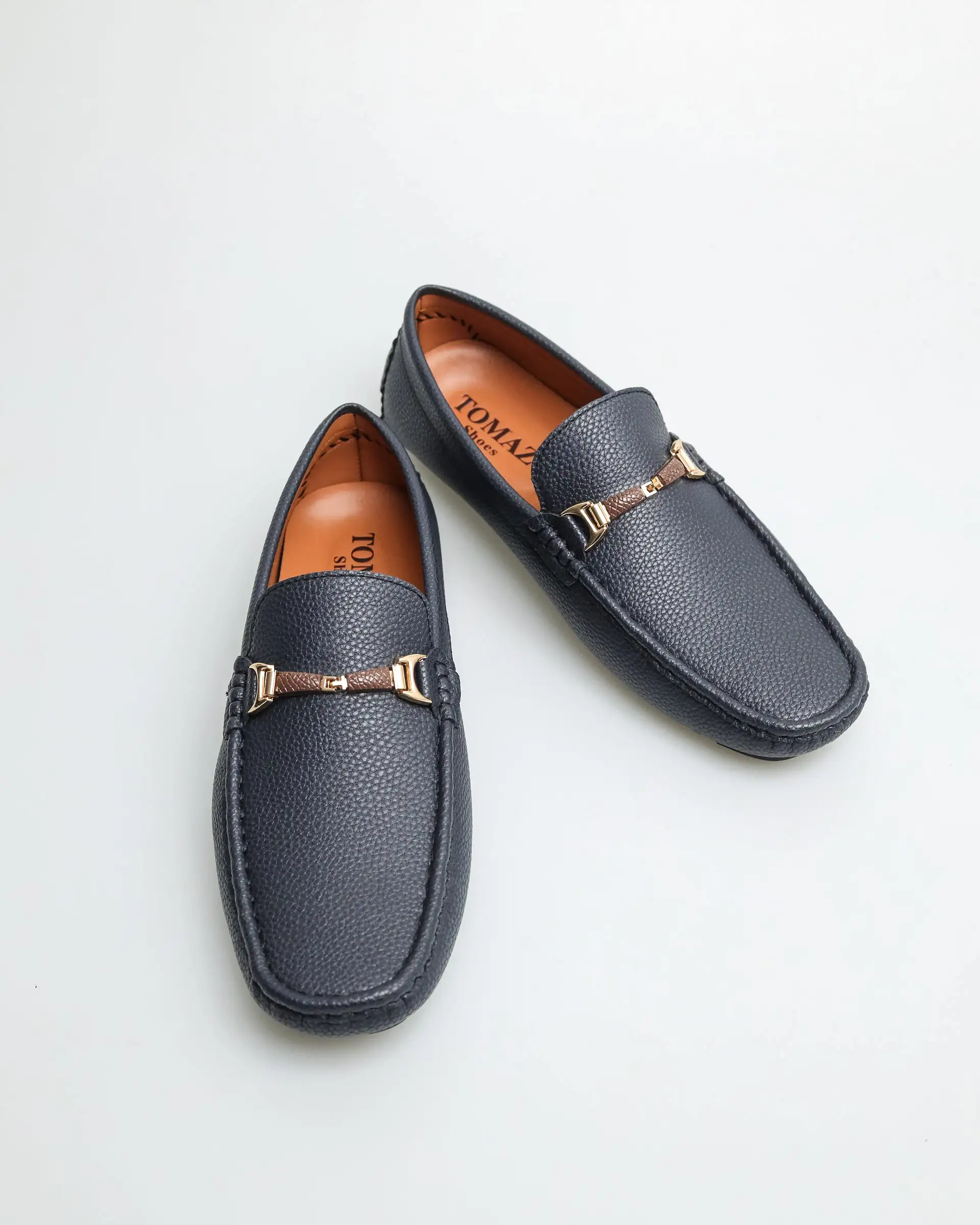 Tomaz C476 Men's Buckle Moccasins (Navy)