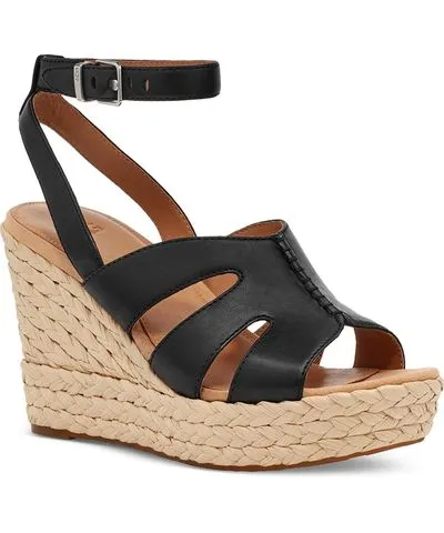 Ugg Careena Womens Leather Open Toe Wedge Sandals