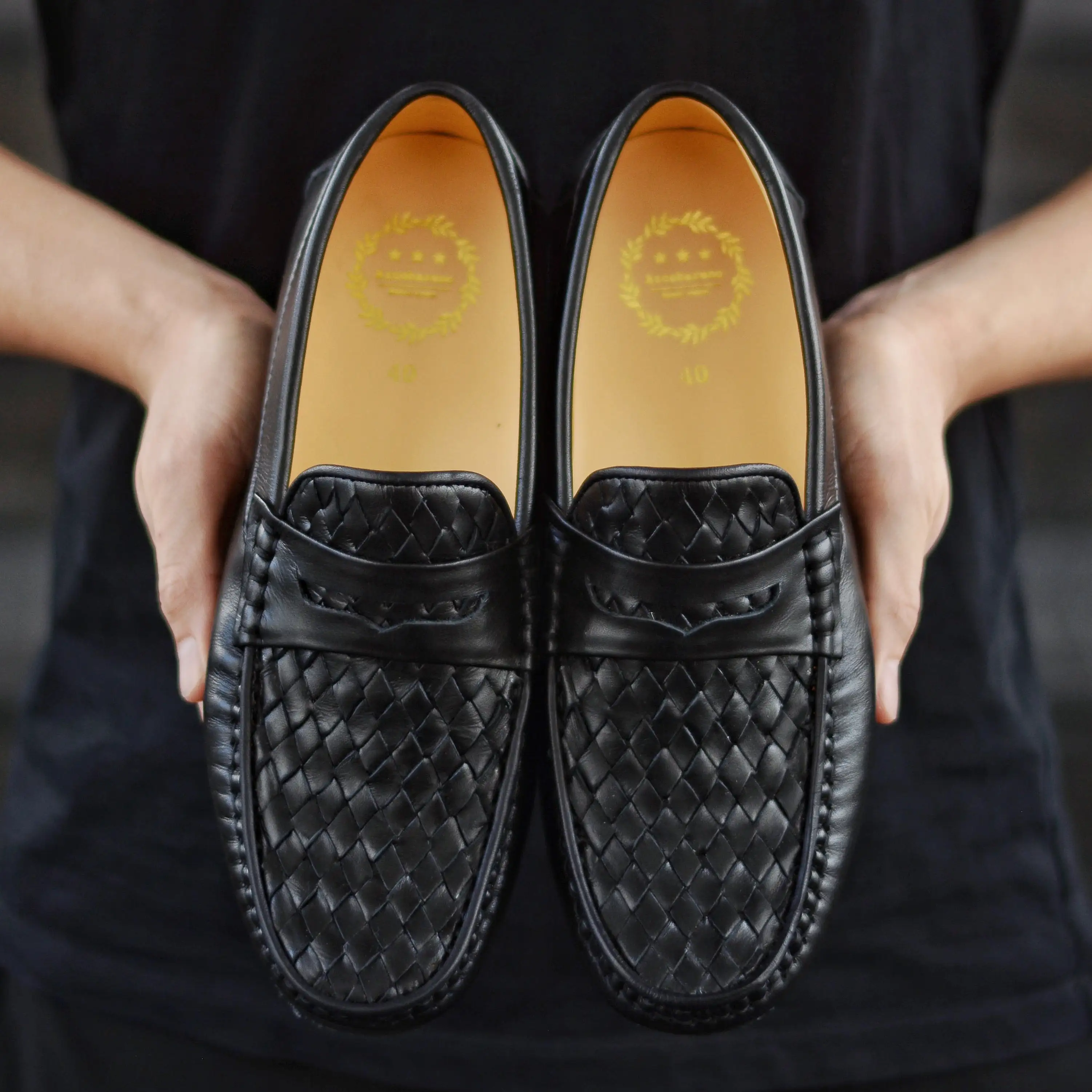 W823 Classic Penny Woven Loafer Matt Black